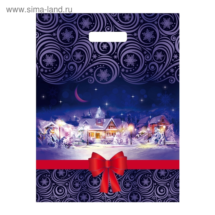 Пакет "Рождественская ночь" полиэтиленовый, с вырубной ручкой, 31х40 см, 60 мкм - Фото 1