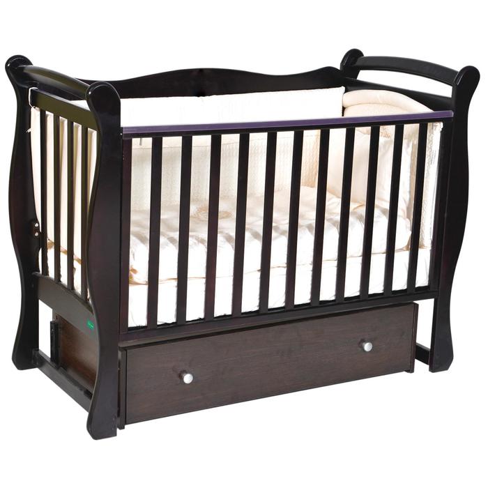 Кроватка Ariel, автостенка, ящик, универсальный маятник, цвет шоколад