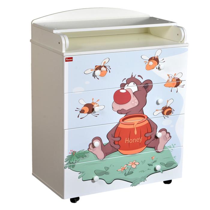 Комод с пеленальной доской Miele, с шариковыми направляющими, цвет белый