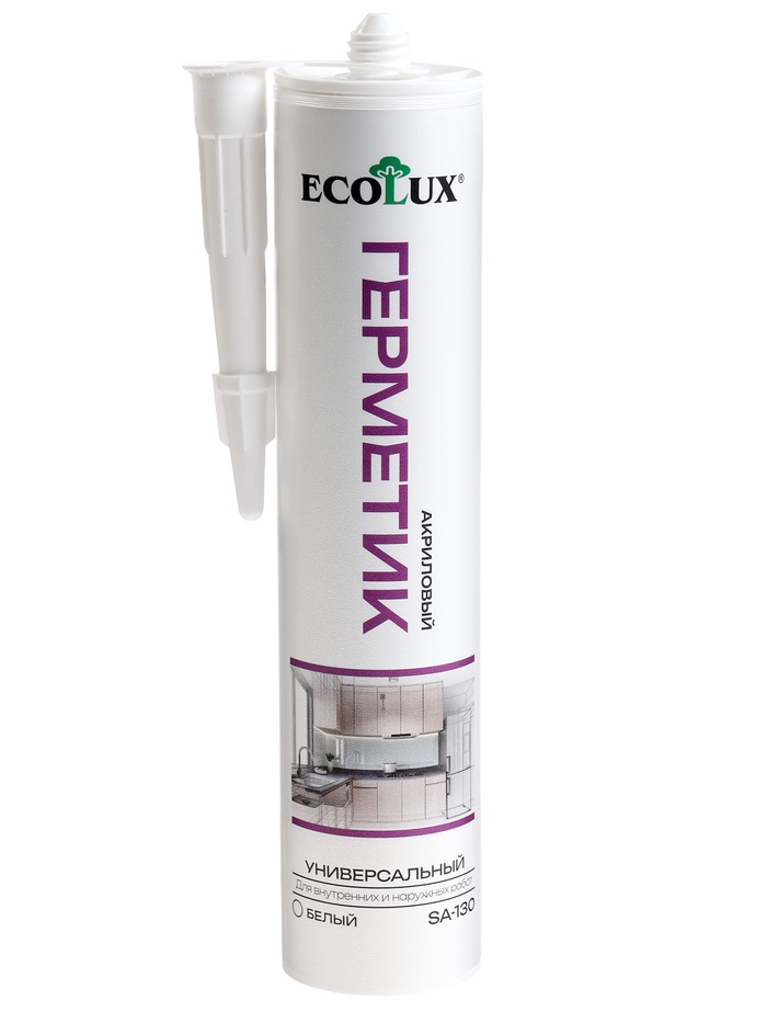 Герметик ECOLUX, акриловый, универсальный, белый, 290 мл - Фото 1