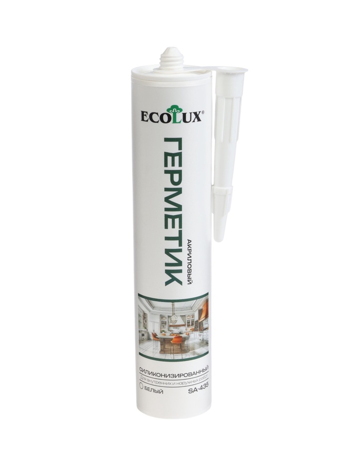 Герметик ECOLUX, силиконизированный, белый, 290 мл - Фото 1
