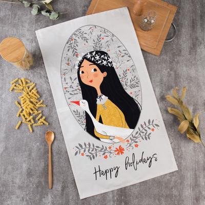 Полотенце кухонное «Этель» Happy holidays, серое, 40×73 см