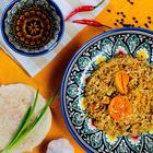 Набор "Частичка Востока" 3 предмета, ляган "Пахта", плов с мясом, плов с курагой - Фото 1