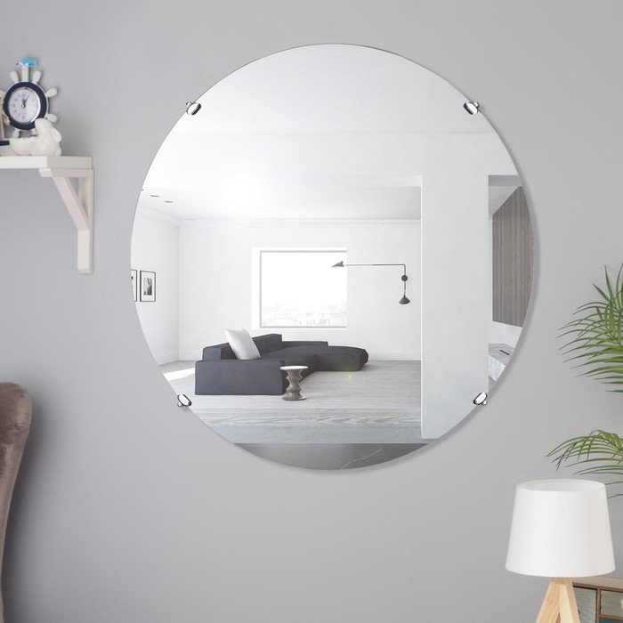 Зеркало, настенное, 100х100 см, с 4 подвесками - Фото 1