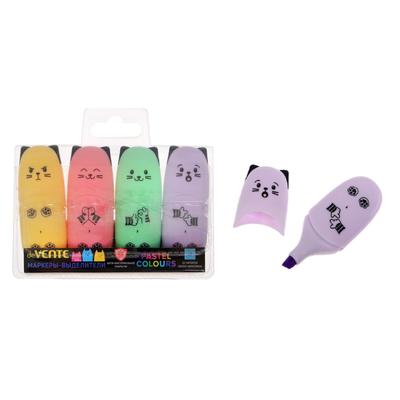 Набор маркеров текстовыделителей 4 цвета Pastel , 5,0 мм, deVENTE Kitty (пастельные цвета), мини-корпус с АНТИБАКТЕРИАЛЬНЫМ покрытием, в пластиковой упаковке