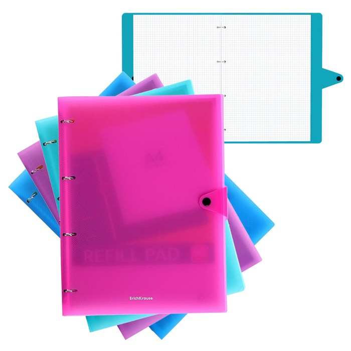 Тетрадь на кольцах ErichKrause Glance Vivid А4, 80 листов, в клетку, пластиковая обложка, 100% белизна, блок офсет, МИКС - Фото 1