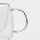 Кружка с двойными стенками Magistro «Дуо», 80 мл, 9×7×6.3 см, стекло, прозрачная - Фото 3