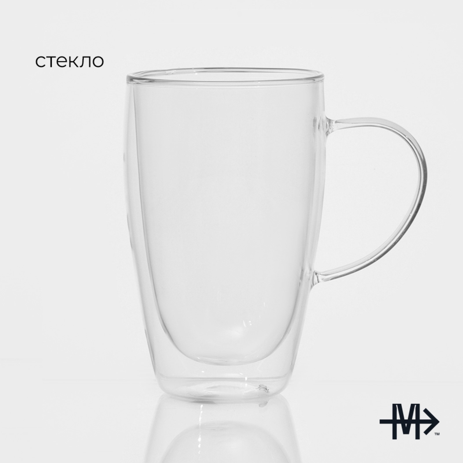Кружка стеклянная с двойными стенками Magistro «Дуо», 500 мл, 14,5×9×15 ...