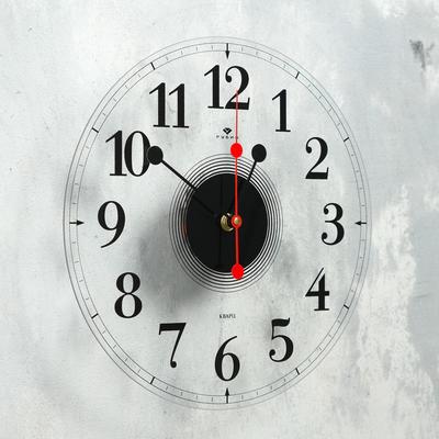 Часы настенные интерьерные «Стиль 3», бесшумные, d=30 см, циферблат прозрачный