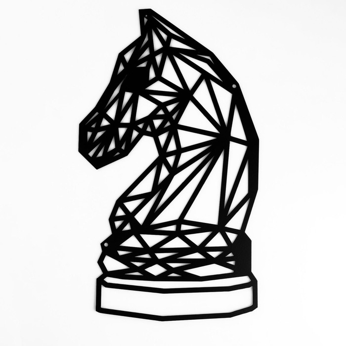 Панно металлическое "Шахматный конь" 30х20 см - фото 1905770364
