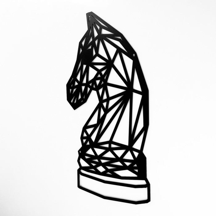 Панно металлическое "Шахматный конь" 30х20 см - фото 1905770365