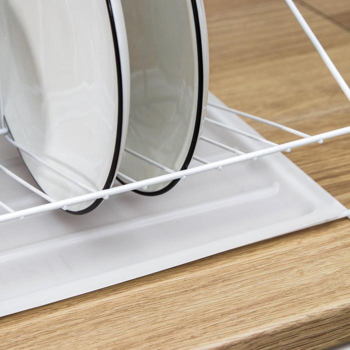 Сушилка для посуды с поддоном, 38×24×37 см, цвет белый - фото 1886607052