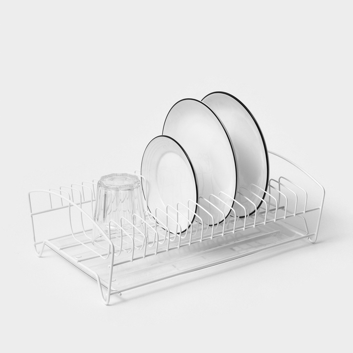 Сушилка для посуды с поддоном, 39×25×12 см, цвет белый - фото 1907219321