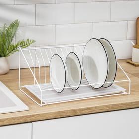 Сушилка для посуды с поддоном, 38×17,5×23,5 см, цвет белый