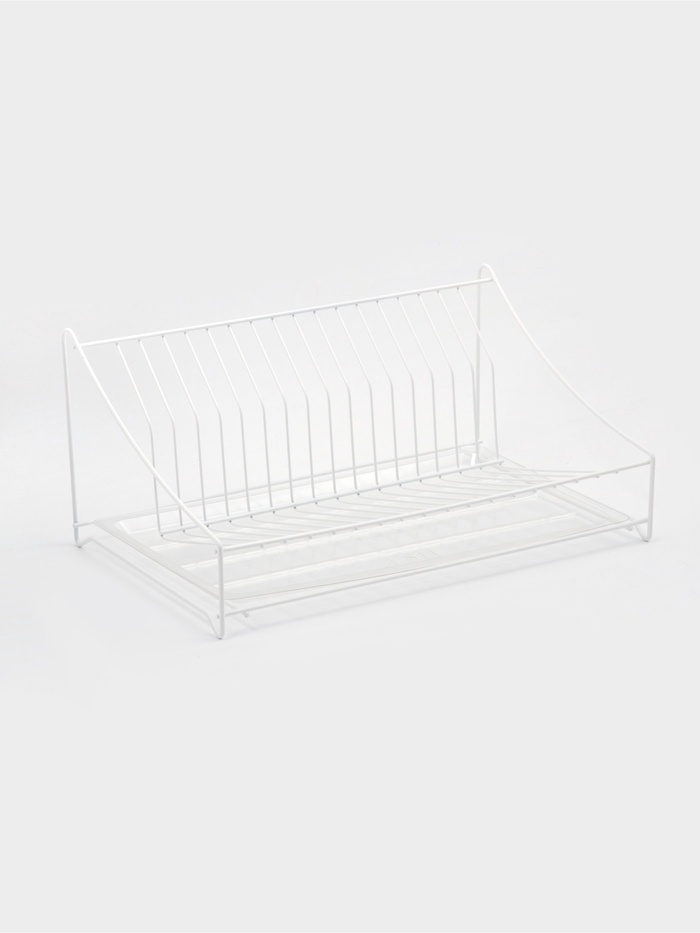 Сушилка для посуды с поддоном, 38×17.5×23.5 см, белая - Фото 1