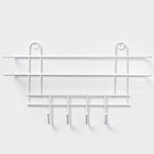 Полка для ванной прямая, 4 крючка, 33×12.5×21 см, белая - Фото 3
