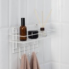 Полка для ванной прямая, 4 крючка, 33×12.5×21 см, белая - Фото 4