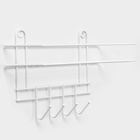 Полка для ванной прямая, 4 крючка, 33×12.5×21 см, белая - Фото 5