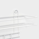 Полка для ванной прямая, 4 крючка, 33×12.5×21 см, белая - Фото 3