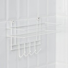 Полка для ванной прямая, 4 крючка, 33×12.5×21 см, белая - Фото 6