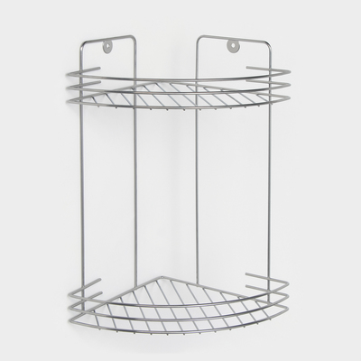 Полка для ванной угловая 2-х ярусная, 19×30 см, хром