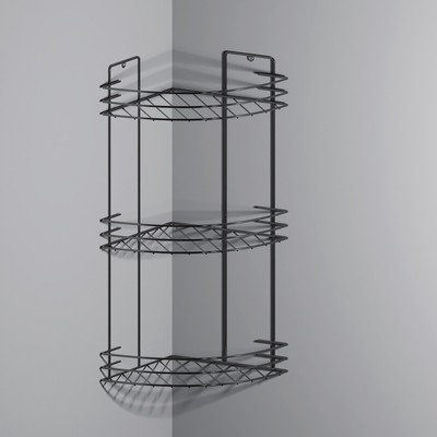 Полка для ванной угловая 3-ярусная, 19×19×45 см, хром