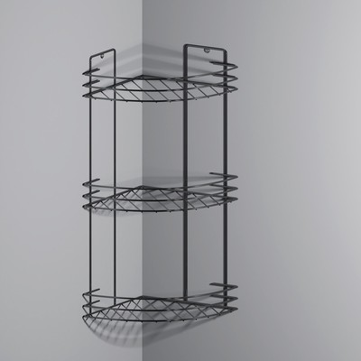 Полка для ванной угловая 3-ярусная, 19×19×45 см, хром
