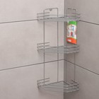 Полка для ванной угловая 3-ярусная, 20.5×20.5×52 см, хром - Фото 4