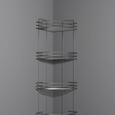 Полка для ванной угловая 4-х ярусная, 20.5×20.5×72 см, хром