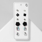 Серьги пусеты QF «Романтика», 6 пар, розочка, чёрно-белые в серебре - Фото 2