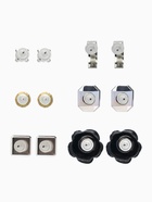 Серьги пусеты QF «Романтика», 6 пар, розочка, чёрно-белые в серебре  (артикул 5358179)  большой выбор товаров оптом и в розницу по низким ценам с доставкой