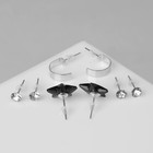 Серьги пусеты «Романтика. Звёзды», 4 пары, бело-чёрные в серебре - Фото 4