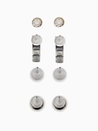 Серьги пусеты QF «Романтика», 4 пары, кольца, белые в серебре - Фото 3