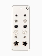 Серьги пусеты QF «Романтика», 6 пар, цветочки, чёрно-белый в серебре - Фото 2