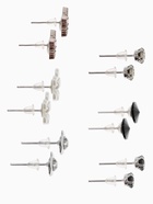 Серьги пусеты QF «Романтика», 6 пар, цветочки, чёрно-белый в серебре - Фото 3