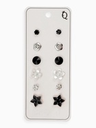 Серьги пусеты QF «Романтика», 6 пар, цветочки, чёрно-белый в серебре - Фото 5