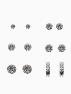 Серьги пусеты 6 пар «Романтика» круги, белые в серебре - Фото 1