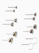 Серьги пусеты 6 пар «Романтика» круги, белые в серебре - Фото 3