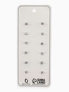 Серьги пусеты 6 пар «Романтика» круги, белые в серебре - Фото 7