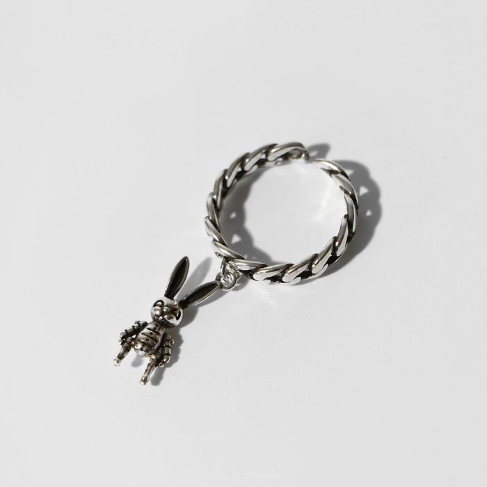 Кольцо «Драгоценность» зайчик, цвет чернёное серебро, безразмерное - фото 1907219532
