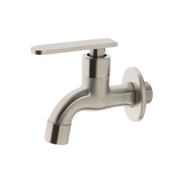 Кран водоразборный Accoona A473-2, 1/2", ручка, нержавеющая сталь, хром - Фото 1