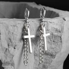 Серьги металл «Крест и цепочка», цвет серебро - Фото 1