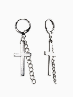 Серьги металл «Крест и цепочка», цвет серебро 6257825