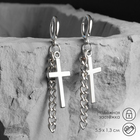 Серьги металл «Крест и цепочка», цвет серебро - фото 321432676