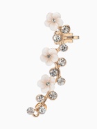 Серьга кафф «Ромашки со стразами», L=5 см, белая в золоте - Фото 1