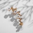 Серьга «Кафф» ромашки со стразами, цвет белый в золоте, L=5 см - Фото 3