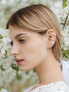 Серьга кафф «Ромашки со стразами», L=5 см, белая в золоте - Фото 2