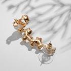 Серьга «Кафф» ромашки со стразами, цвет белый в золоте, L=5 см - Фото 4