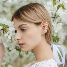 Серьга «Кафф» ромашки со стразами, цвет белый в золоте, L=5 см - Фото 5