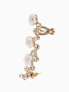 Серьга кафф «Ромашки со стразами», L=5 см, белая в золоте - Фото 4